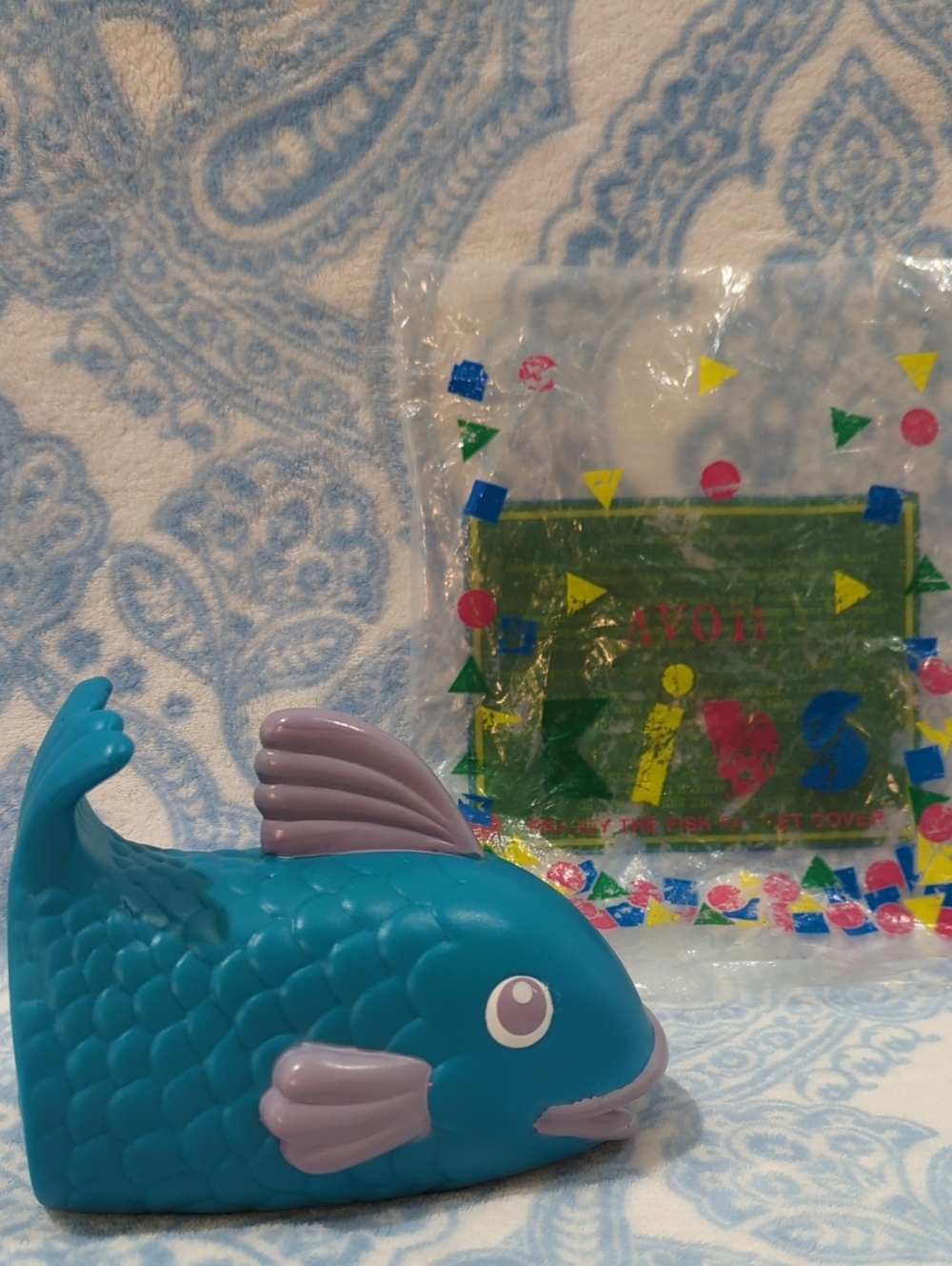 Avon Blue Fish Bath Toy with Light Purple Fins